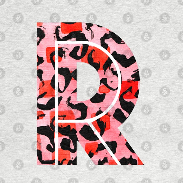 Abstract Letter R Watercolour Leopard Print Alphabet Red by Squeeb Creative